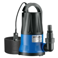 Wiltec Tauchpumpe 400 W, Schmutzwasserpumpe mit max. Fördermenge 6000 l/h, Pumpe zum Absaugen von Wasser max. Förderhöhe 7 m, Flachsaugpumpe für Keller