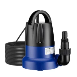 Wiltec Tauchpumpe 400 W, Schmutzwasserpumpe mit max. Fördermenge 7000 l/h, Pumpe zum Absaugen von Wasser max. Förderhöhe 7 m, Flachsaugpumpe für Keller