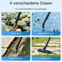 Wiltec Teichsauger 1400 W, 30 L Füllmenge, mit 2 Schläuchen, Poolsauger Schlammsauger Teichschlammsauger Nass Trocken Sauger mit Entleerungsautomatik