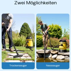 Wiltec Teichsauger 1400 W, 30 L Füllmenge, mit 2 Schläuchen, Poolsauger Schlammsauger Teichschlammsauger Nass Trocken Sauger mit Entleerungsautomatik