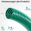 Wiltec Teichschlauch 5m, flexibel, 50mm (2") grün - Made in Europe, Saugschlauch Druckschlauch