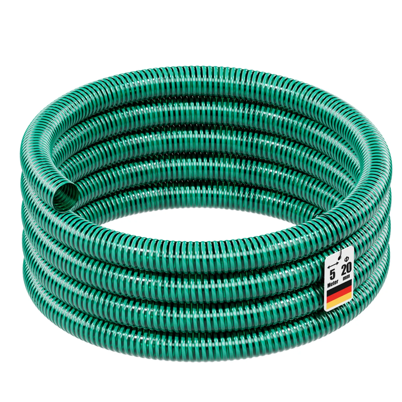 Wiltec Teichschlauch 5m, flexibel, 20mm (3/4") grün - Made in Europe, Saugschlauch Druckschlauch