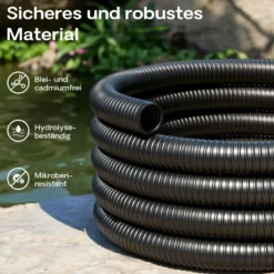 Wiltec Teichschlauch 50m Spiralschlauch 38mm (1 1/2") schwarz, lichtundurchlässig, extrem biegsam Saugschlauch Druckschlauch