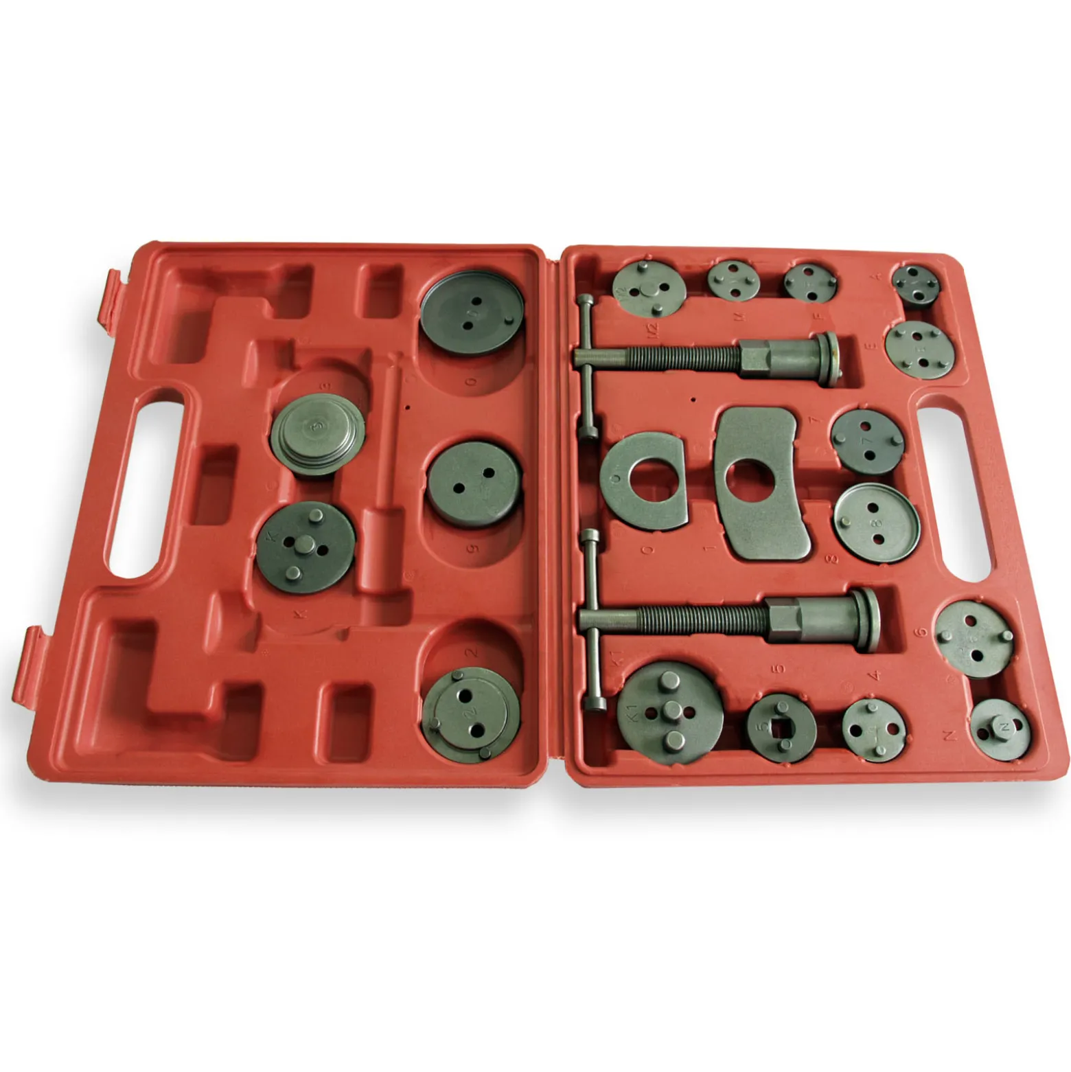 Wiltec 21-teiliges Bremskolbenrücksteller Set 330 x 260 x 55 mm, Bremskolbenrücksetzer Werkzeug, Bremskolben zurückstellen zum Bremsbelag Wechsel