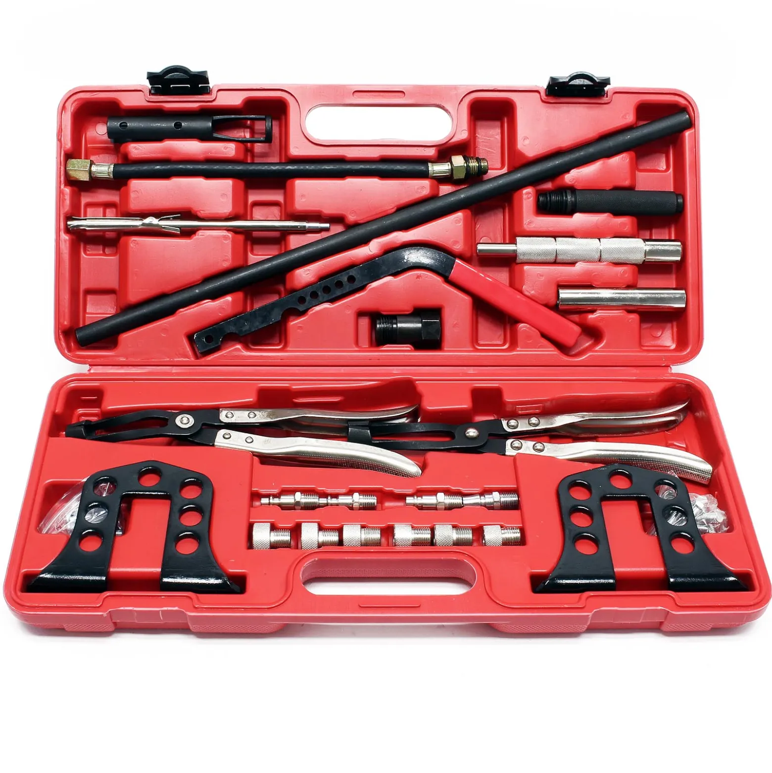 Wiltec 25 teiliges Druckluft Ventilfederspanner Ventilfeder Set, Federspanner für Ventilschaftdichtung, Montage und Demontage