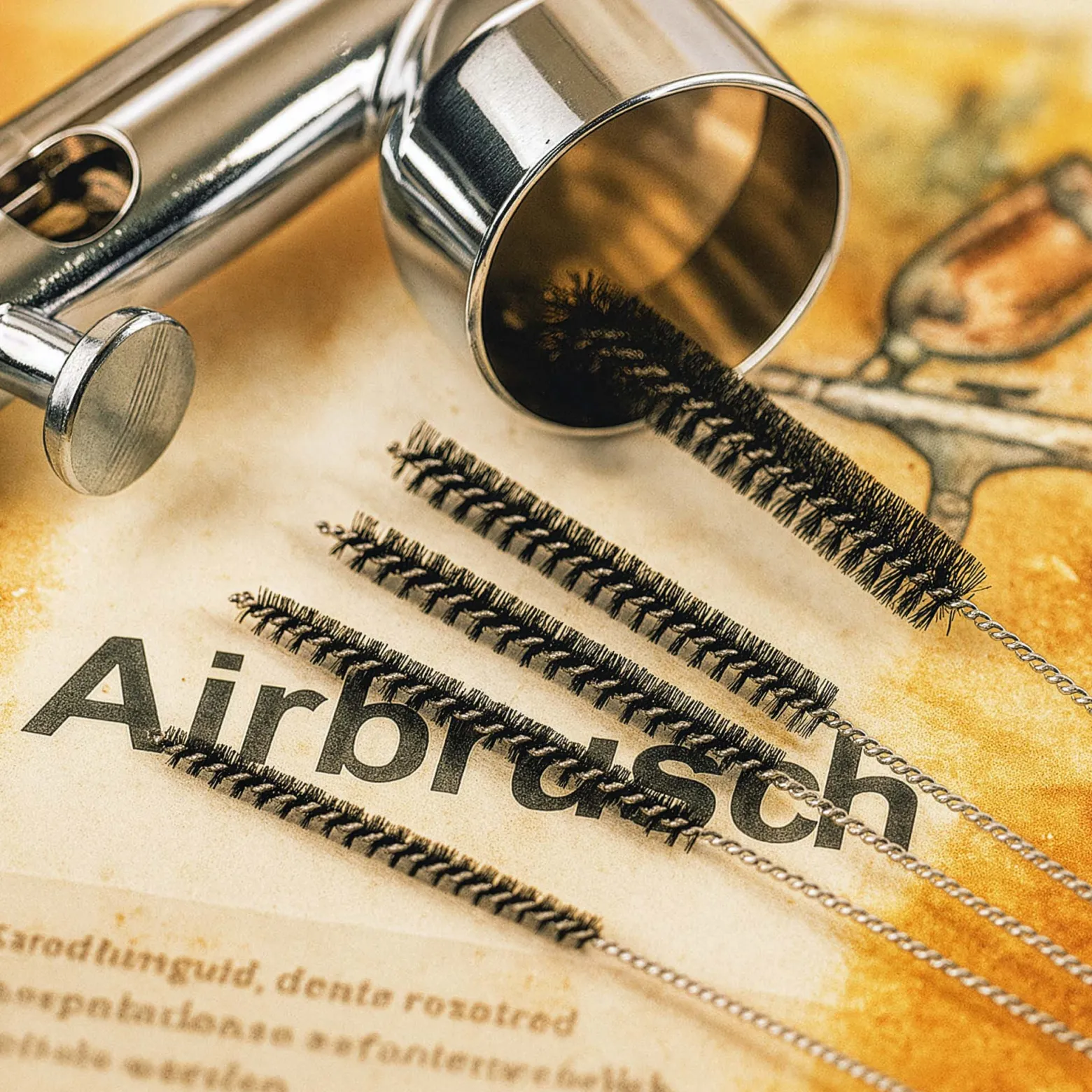 Wiltec 12 teiliges Reinigungs Set für Airbrushpistolen, mit Reinigungsbürsten Ø 3-7 mm, Düsennadeln, Reinigungsnadel, Airbrush Zubehör zur Reinigung