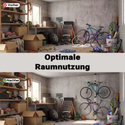 Wiltec Teleskop Fahrradhalter für 2 Räder je 20kg 160-340cm, Fahrradständer platzsparend, Hängesystem verstellbar mit 360° Haltearmen