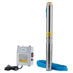 Wiltec 4" Tiefbrunnenpumpe 750 W, Wasserpumpe mit Fördermenge 6000 l/h, Tauchpumpe mit Eintauchtiefe max. 20 m und Förderhöhe max. 74 m