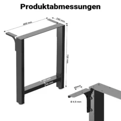 Wiltec Tischbeine aus lackiertem Stahl 2er Set 60x72cm Vierkantrohre pulverbeschichtet Tischkufen Tischgestell Tischuntergestell