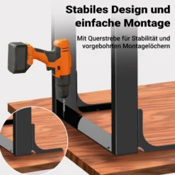 Wiltec Tischbeine aus lackiertem Stahl 2er Set 60x72cm Vierkantrohre pulverbeschichtet Tischkufen Tischgestell Tischuntergestell