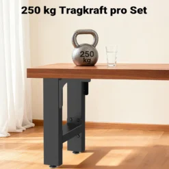 Wiltec Tischbeine aus lackiertem Stahl 2er Set 64x40cm Vierkantrohre pulverbeschichtet Tischkufen Tischgestell Tischuntergestell