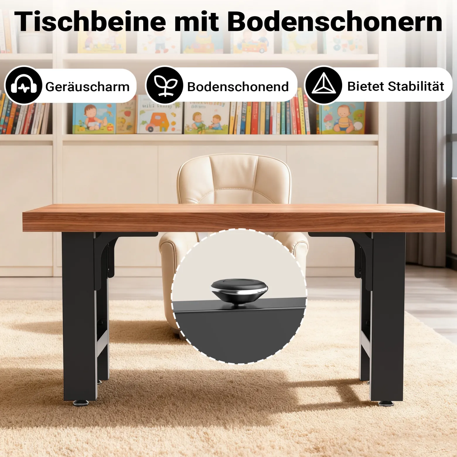 Wiltec Tischbeine aus Stahl 2er Set 90x72cm Vierkantrohre in schwarz pulverbeschichtet Tischkufen Tischgestell Tischuntergestell