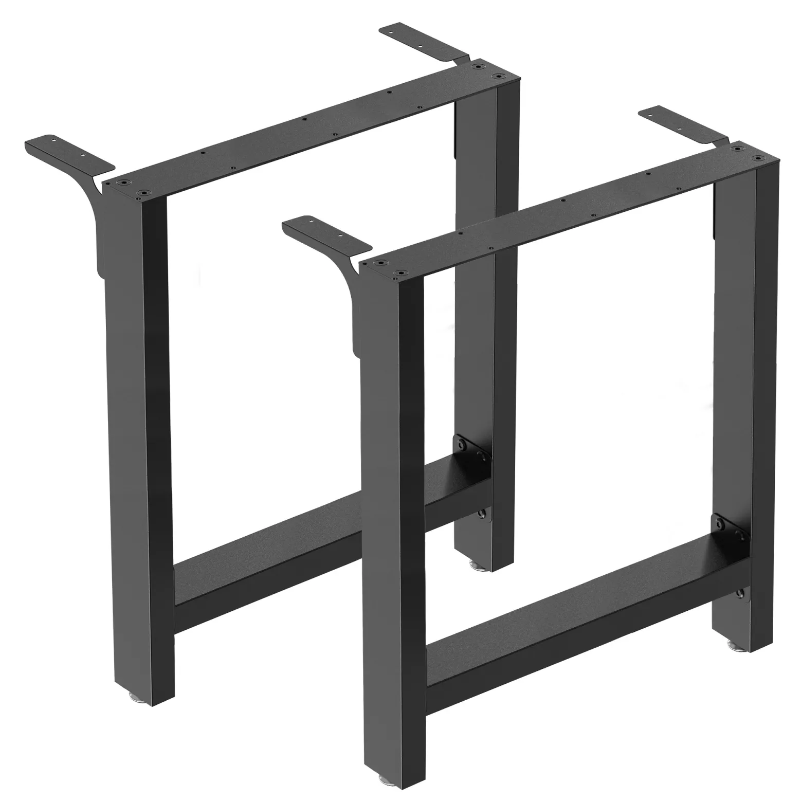 Wiltec Tischbeine aus Stahl 2er Set 70x72cm Vierkantrohre in schwarz pulverbeschichtet Tischkufen Tischgestell Tischuntergestell