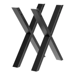 Wiltec Tischbeine 2er Set aus Stahl im X-Profil 72x60cm in Schwarz Tischkufen Tischgestell Tischuntergestell in X Form