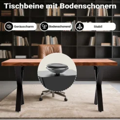 Wiltec Tischbeine 2er Set aus Stahl im X-Profil 72x60cm in Schwarz Tischkufen Tischgestell Tischuntergestell in X Form