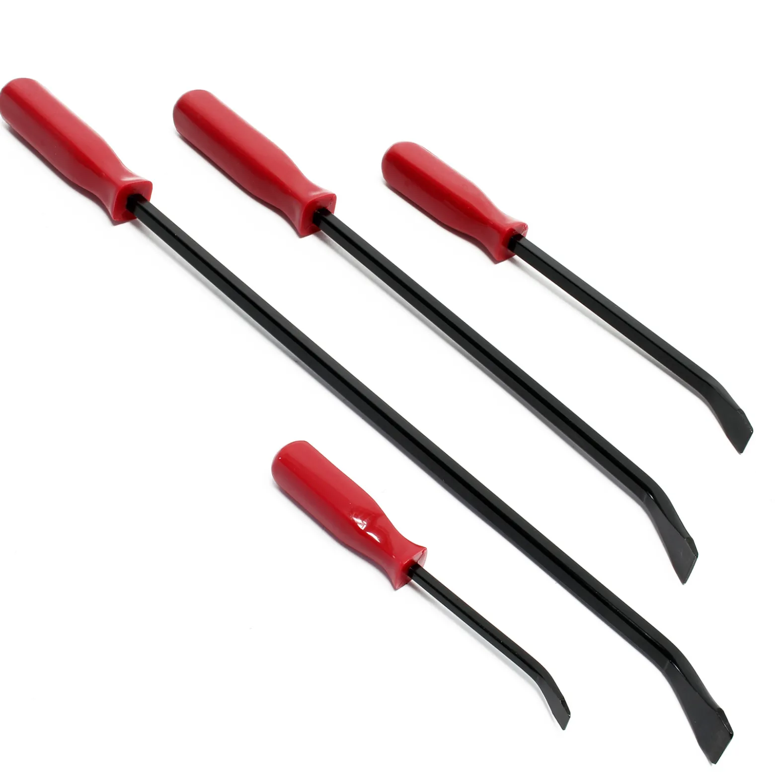 Wiltec 4tlg Brecheisen Set wärmebehandelt mit PVC-Griff Stemmeisen 20cm 30cm 45cm 60cm Brechstange Satz mit Nageleisen Montiereisen
