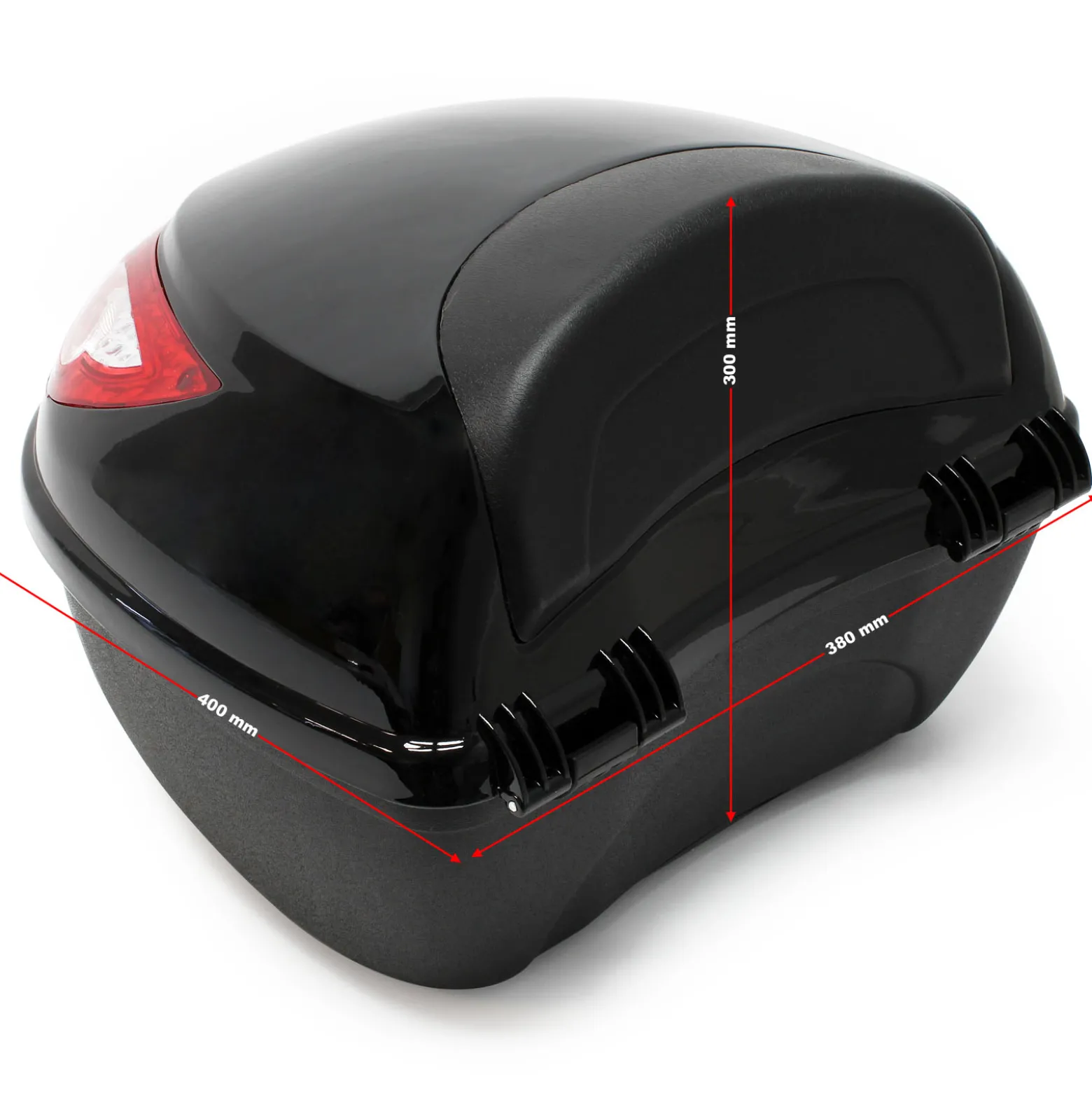 Wiltec Top Case 380x400x300 mm, 22 L, schwarz, für Roller, Motorrad, Quad, Helmkoffer, Rollerkoffer, Motorradkoffer abschließbar
