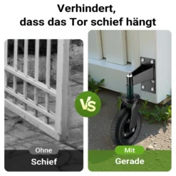 Wiltec Torrolle bis 275 kg Traglast, Torlaufrolle mit 360° Gummirad, Schiebetorrolle aus pulverbeschichtetem Stahl, Lenkrolle für Schiebetor und Gartentor