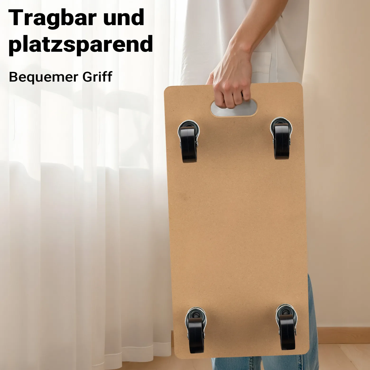 Wiltec Transportroller 250 kg 580x290 mm, viereckig, MDF Möbelroller, Rollbrett mit 4 Lenkrollen, Möbelhund als Umzugshilfe