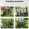 Wiltec Transportwagen bis 550 kg mit Metallgittern, Gartenwagen mit abnehmbarer Plane, Bollerwagen mit Ablage, Handkarren für u. a. auf Rasen u.Kies