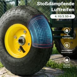 Wiltec Transportwagen bis 550 kg mit Metallgittern, Gartenwagen mit abnehmbarer Plane, Bollerwagen mit Ablage, Handkarren für u. a. auf Rasen u.Kies