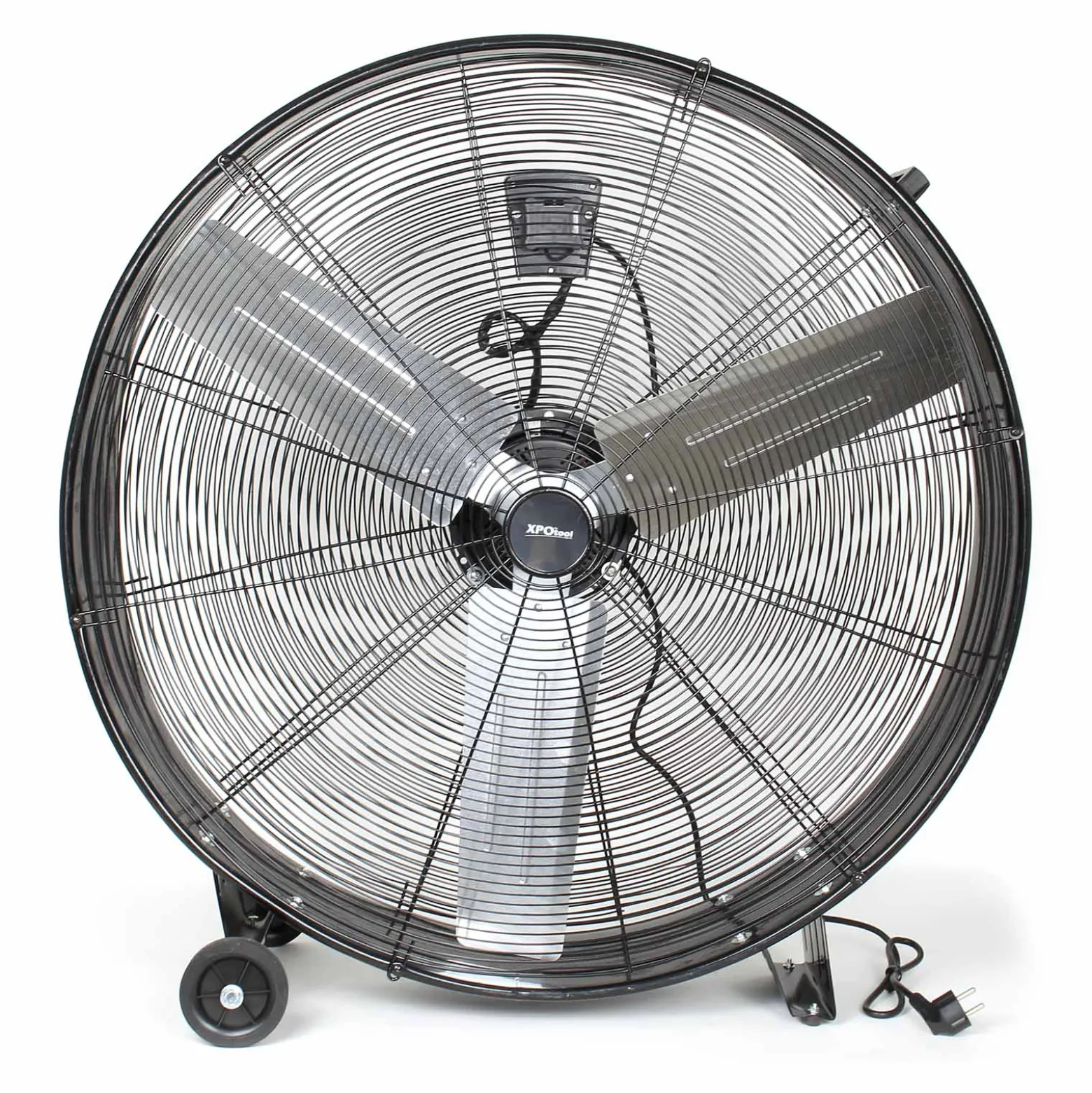 Wiltec Trommelventilator 90 cm 360 W Bodenventilator mit Kabel und Räder, 3 Geschwindigkeitsstufen, Windmaschine