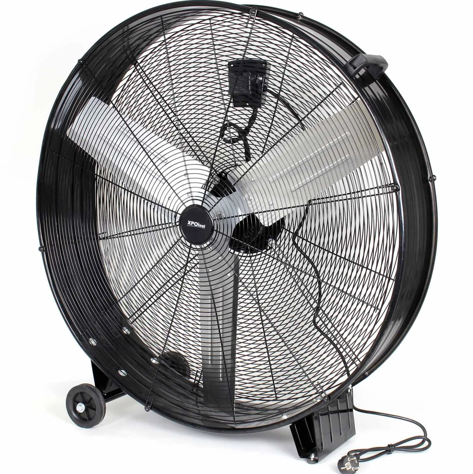 Wiltec Trommelventilator 90 cm 360 W Bodenventilator mit Kabel und Räder, 3 Geschwindigkeitsstufen, Windmaschine