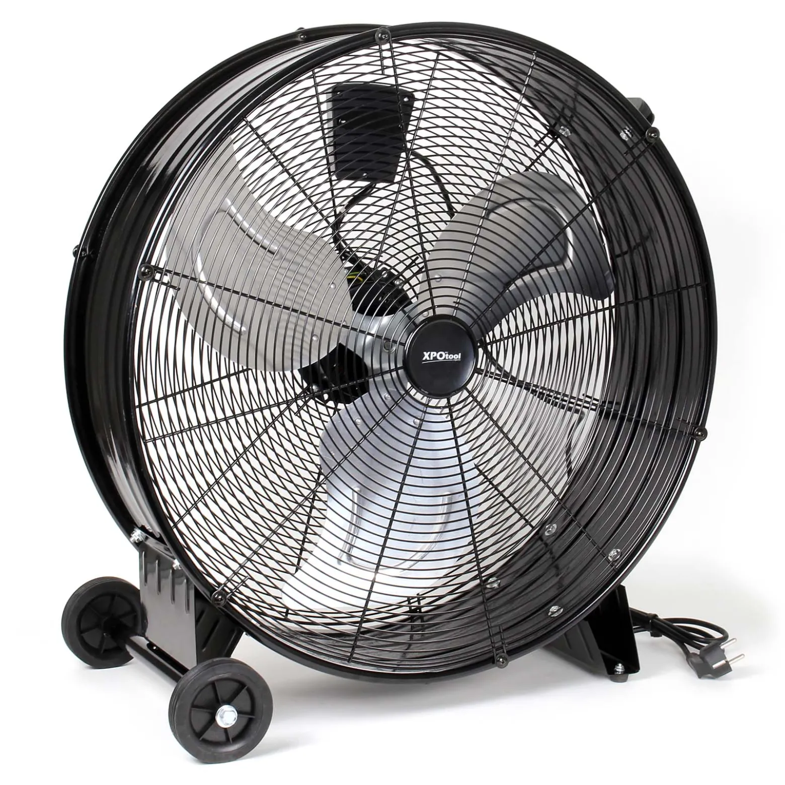 Wiltec Trommelventilator 60 cm 180 W Bodenventilator mit Kabel und Räder, 3 Geschwindigkeitsstufen, Windmaschine
