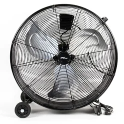 Wiltec Trommelventilator 60 cm 180 W Bodenventilator mit Kabel und Räder, 3 Geschwindigkeitsstufen, Windmaschine