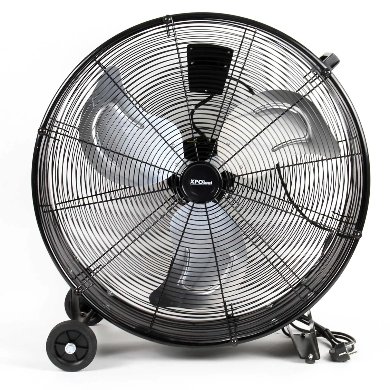 Wiltec Trommelventilator 60 cm 180 W Bodenventilator mit Kabel und Räder, 3 Geschwindigkeitsstufen, Windmaschine