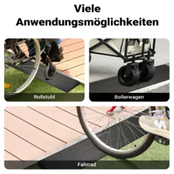 Wiltec Türschwellenrampe bis 50 t, Rollstuhlrampe aus rutschfestem Gummi 900 x 200 x 40 mm, Bordsteinrampe kürzbar für Rollstuhl & Rollator, Rampe für Türen und Badezimmer