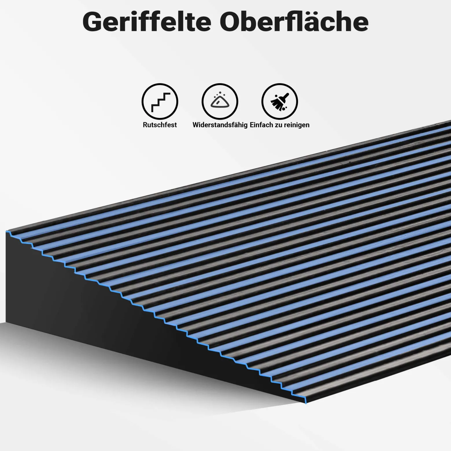 Wiltec Türschwellenrampe bis 50 t, Rollstuhlrampe aus rutschfestem Gummi 900 x 200 x 40 mm, Bordsteinrampe kürzbar für Rollstuhl & Rollator, Rampe für Türen und Badezimmer
