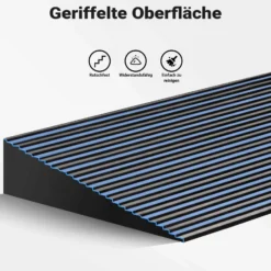 Wiltec Türschwellenrampe bis 50 t, Rollstuhlrampe aus rutschfestem Gummi 900 x 250 x 45 mm, Bordsteinrampe kürzbar für Rollstuhl & Rollator, Rampe für Türen und Badezimmer