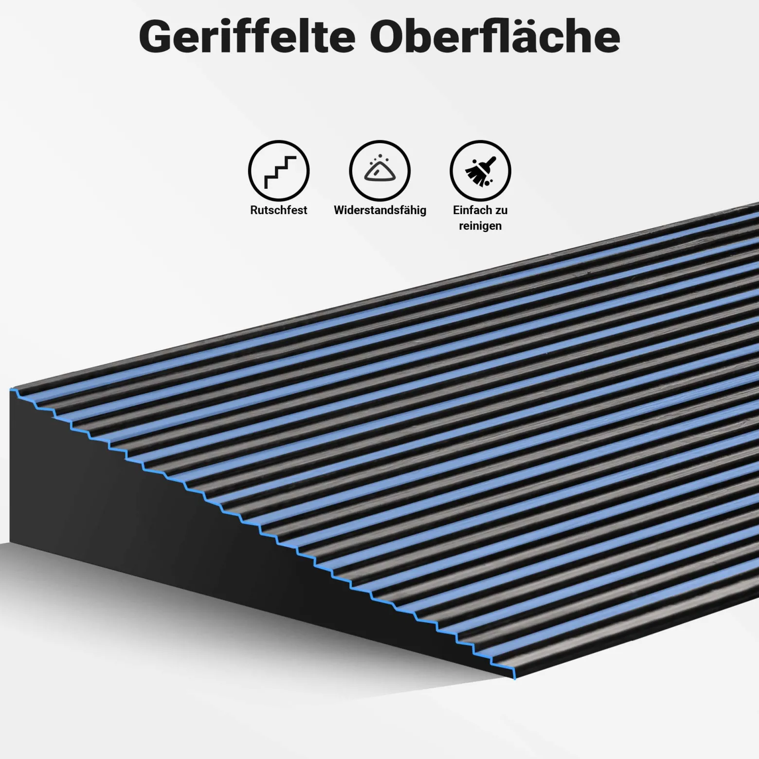 Wiltec Türschwellenrampe bis 50 t, Rollstuhlrampe aus rutschfestem Gummi 900 x 250 x 45 mm, Bordsteinrampe kürzbar für Rollstuhl & Rollator, Rampe für Türen und Badezimmer
