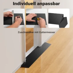 Wiltec Türschwellenrampe 900x150x20 mm für Rollstuhl & Rollator, schwarz, Rollstuhlrampe aus Vollgummi, rutschfeste Oberfläche, Bordsteinrampe kürzbar