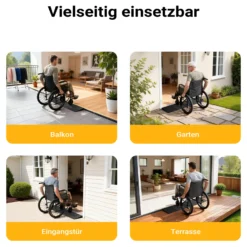 Wiltec Türschwellenrampe 900x150x20 mm für Rollstuhl & Rollator, schwarz, Rollstuhlrampe aus Vollgummi, rutschfeste Oberfläche, Bordsteinrampe kürzbar