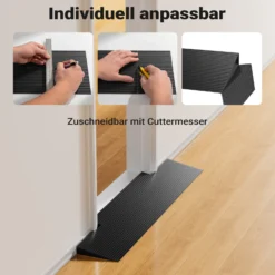 Wiltec Türschwellenrampe 900x200x35 mm für Rollstuhl & Rollator, schwarz, Rollstuhlrampe aus Vollgummi, rutschfeste Oberfläche, Bordsteinrampe kürzbar