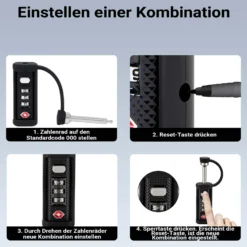 Wiltec TSA Schloss für Koffer 4er Set, Zahlenschloss 3-stellig, Schloss mit Zahlencode, Gepäckschloss für Reisen, robustes Kofferschloss für Gepäck, Vorhängeschloss aus widerstandsfähigem Material