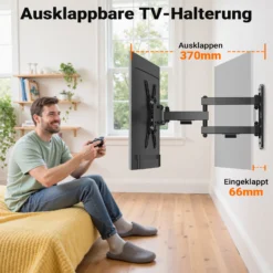 Wiltec TV Halterung 13"–43", TV Wandhalterung schwenkbar bis 20 kg, platzsparende Fernsehhalterung, Fernseher Wandbefestigung einfache Installation