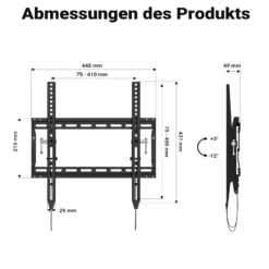Wiltec TV Halterung 32"–70", TV Wandhalterung schwenkbar bis 70 kg, platzsparende Fernsehhalterung, Fernseher Wandbefestigung einfache Installation
