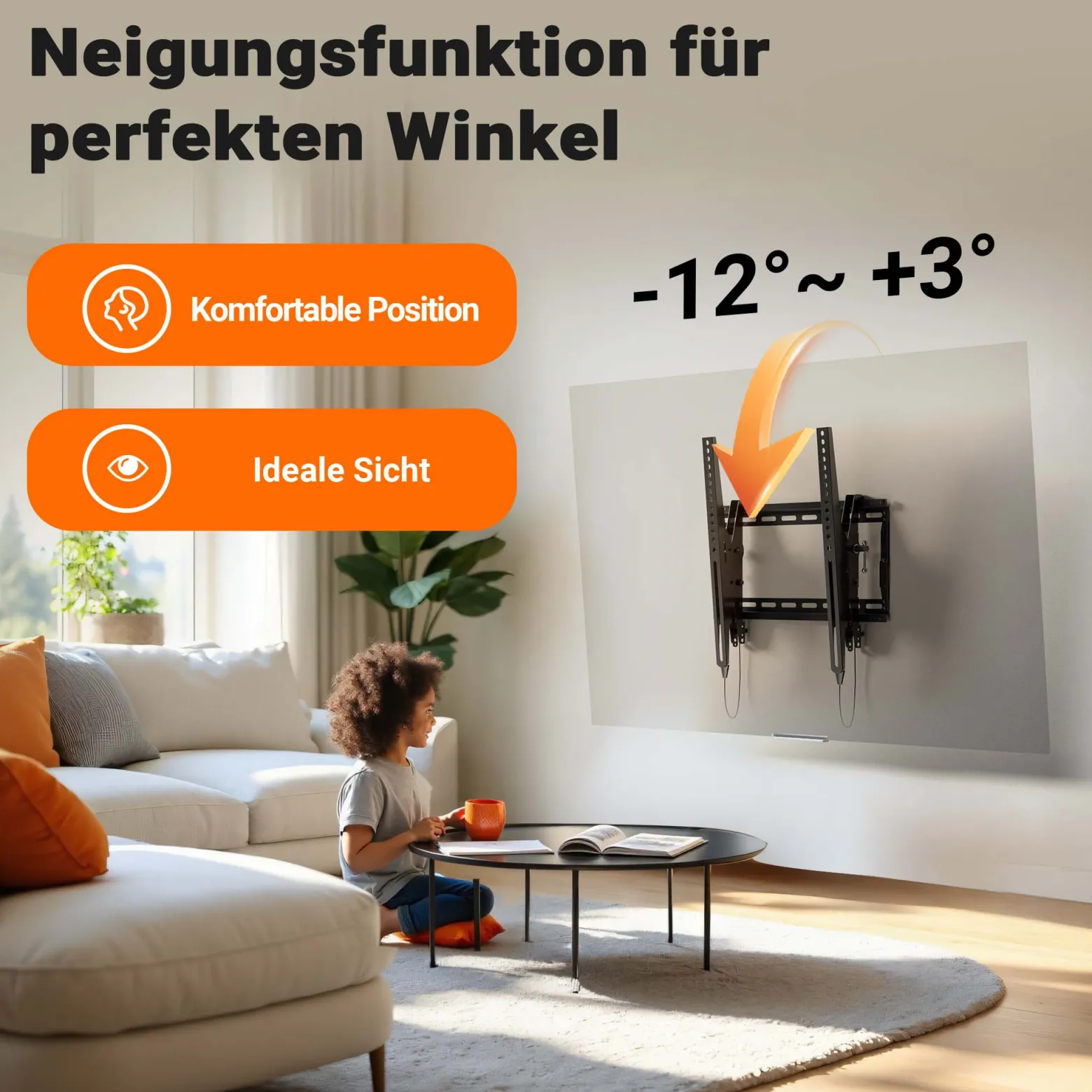 Wiltec TV Halterung 32"–70", TV Wandhalterung schwenkbar bis 70 kg, platzsparende Fernsehhalterung, Fernseher Wandbefestigung einfache Installation