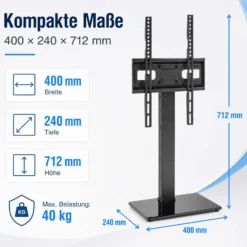 Wiltec TV Ständer für 32"-65", Fernseherständer bis 40 kg, schwenkbare Fernsehhalterung max. VESA 600 x 400, freistehender Bodenständer ohne Bohren