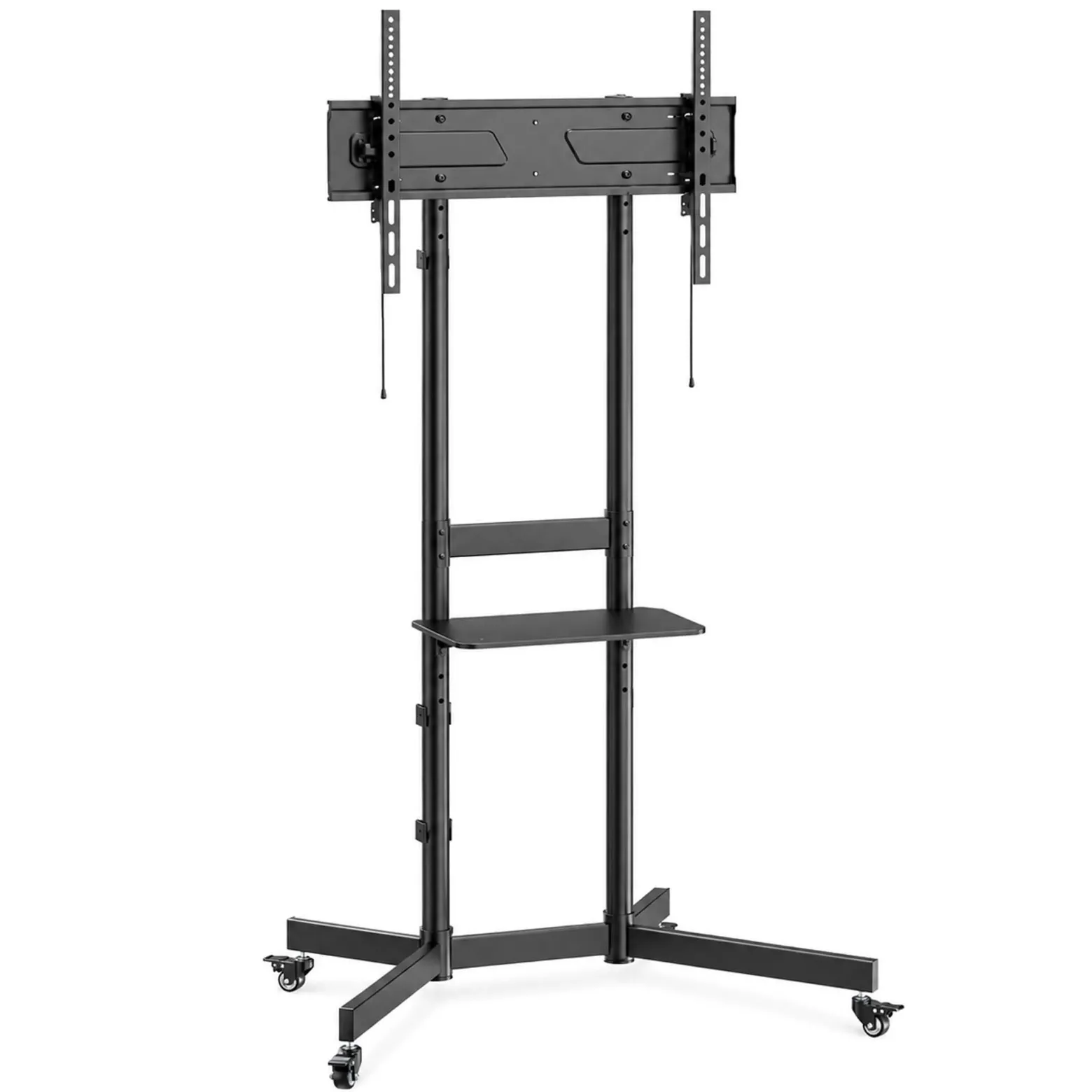 Wiltec TV Ständer rollbar mit Ablage 37"-70", höhenverstellbarer Fernseheständer belastbar bis 70 kg, neigbarer TV Wagen max. VESA 600x400