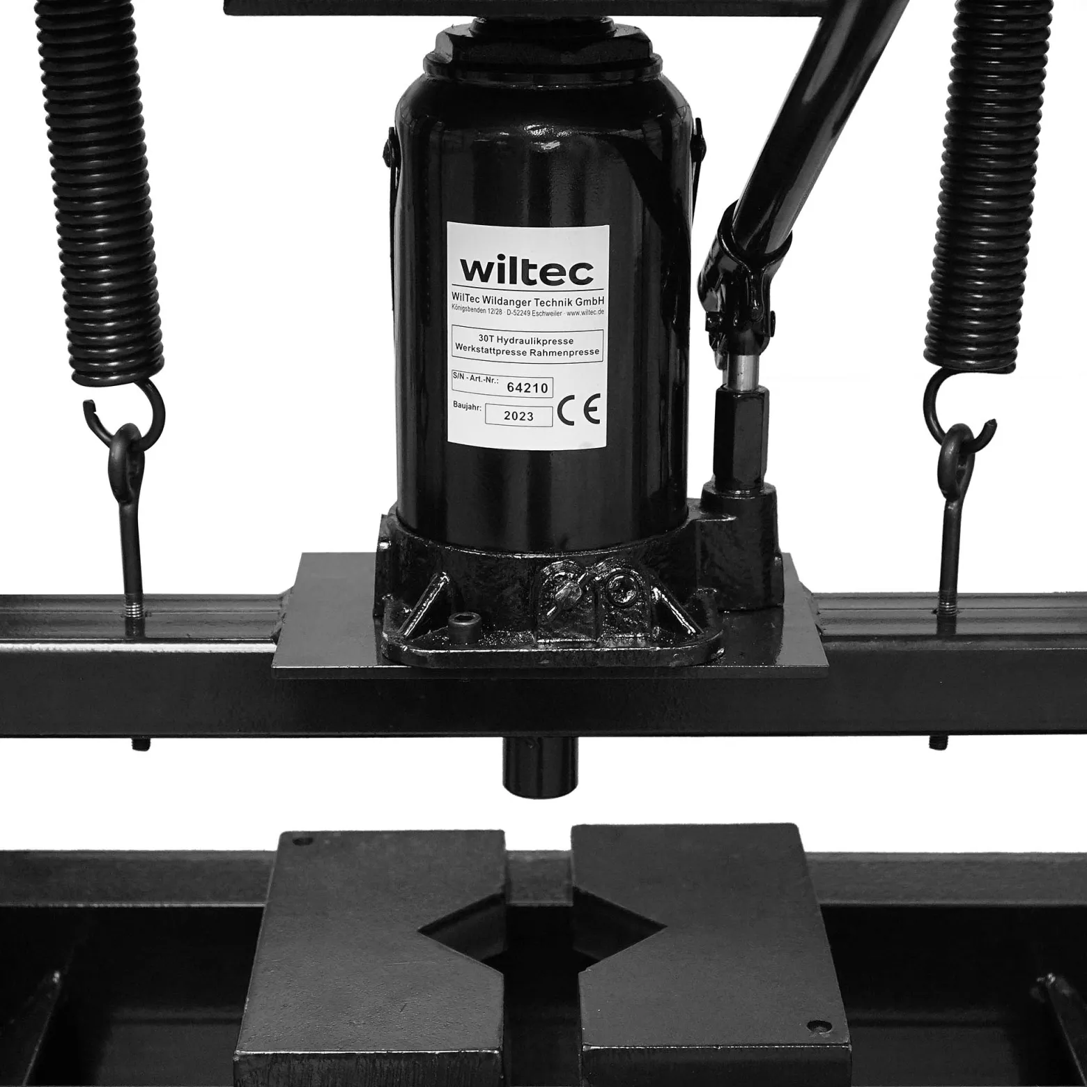 Wiltec 30T Werkstattpresse schwarz, 500 mm, Hydraulikpresse aus Stahl, Rahmenpresse, Lagerpresse zum Pressen, Stempeln, Umformen