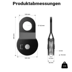 Wiltec Umlenkrolle für Seilwinde mit 10 t Zuglast, Lenkrolle zur Umleitung des Seilzugs, Seilrolle für Flaschenzug mit Verdrehschutz