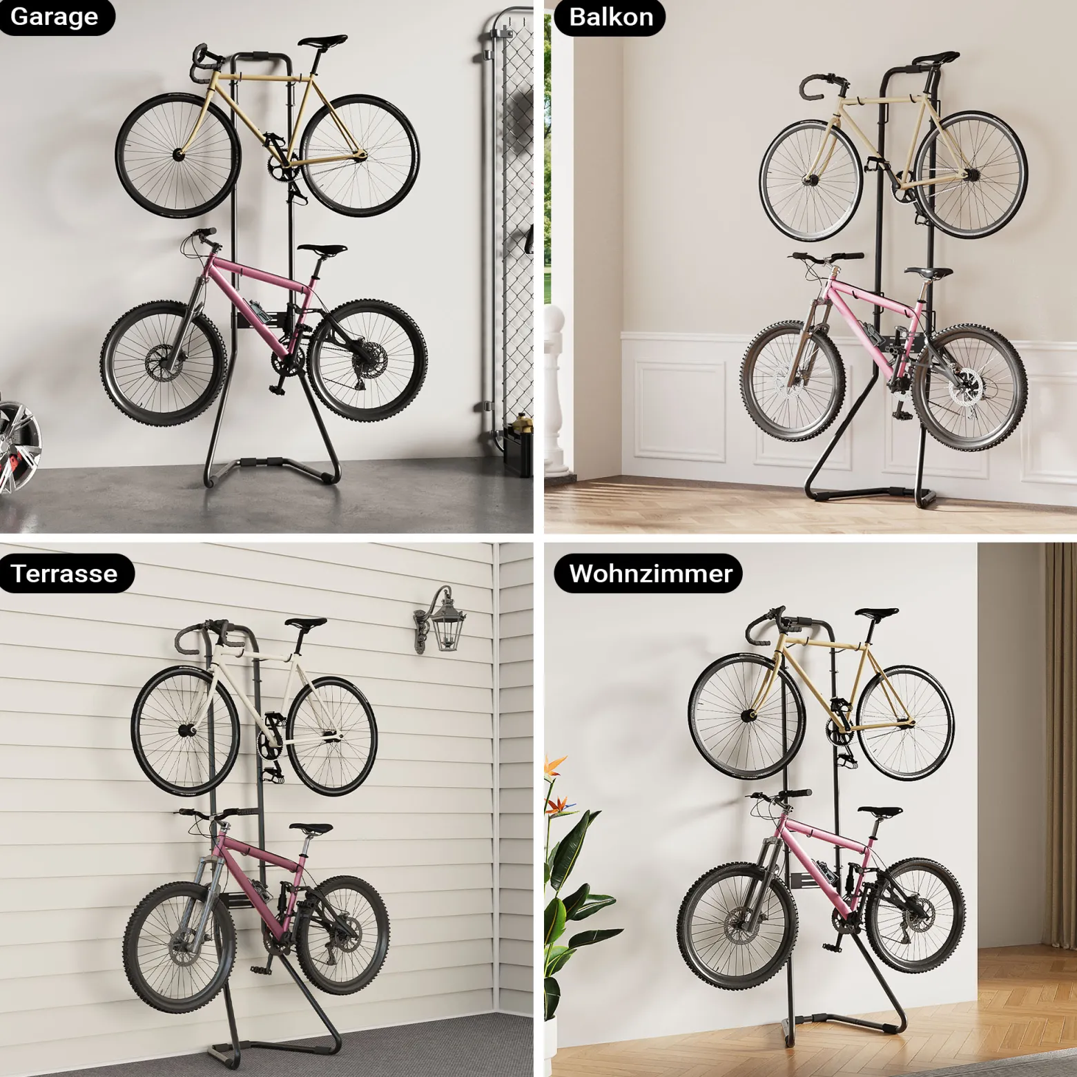 Wiltec Universal Fahrradständer für 2 Fahrräder 66,5 x 55,8 x 219 cm, Fahrradhalter freistehend, höhenverstellbarer Fahrrad Abstellständer