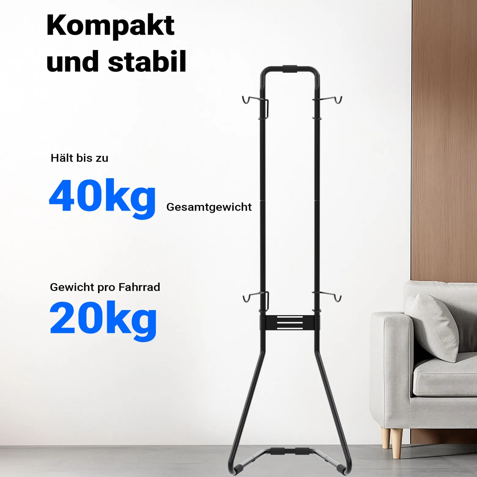 Wiltec Universal Fahrradständer für 2 Fahrräder 66,5 x 55,8 x 219 cm, Fahrradhalter freistehend, höhenverstellbarer Fahrrad Abstellständer