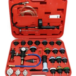 Wiltec Universal Kühlsystemtester 27-teilig mit farbkodierten Kühlertestkappen & Testpumpe, Kühlsystementlüfter Kühlsystembefüller Kühlsystemprüfer