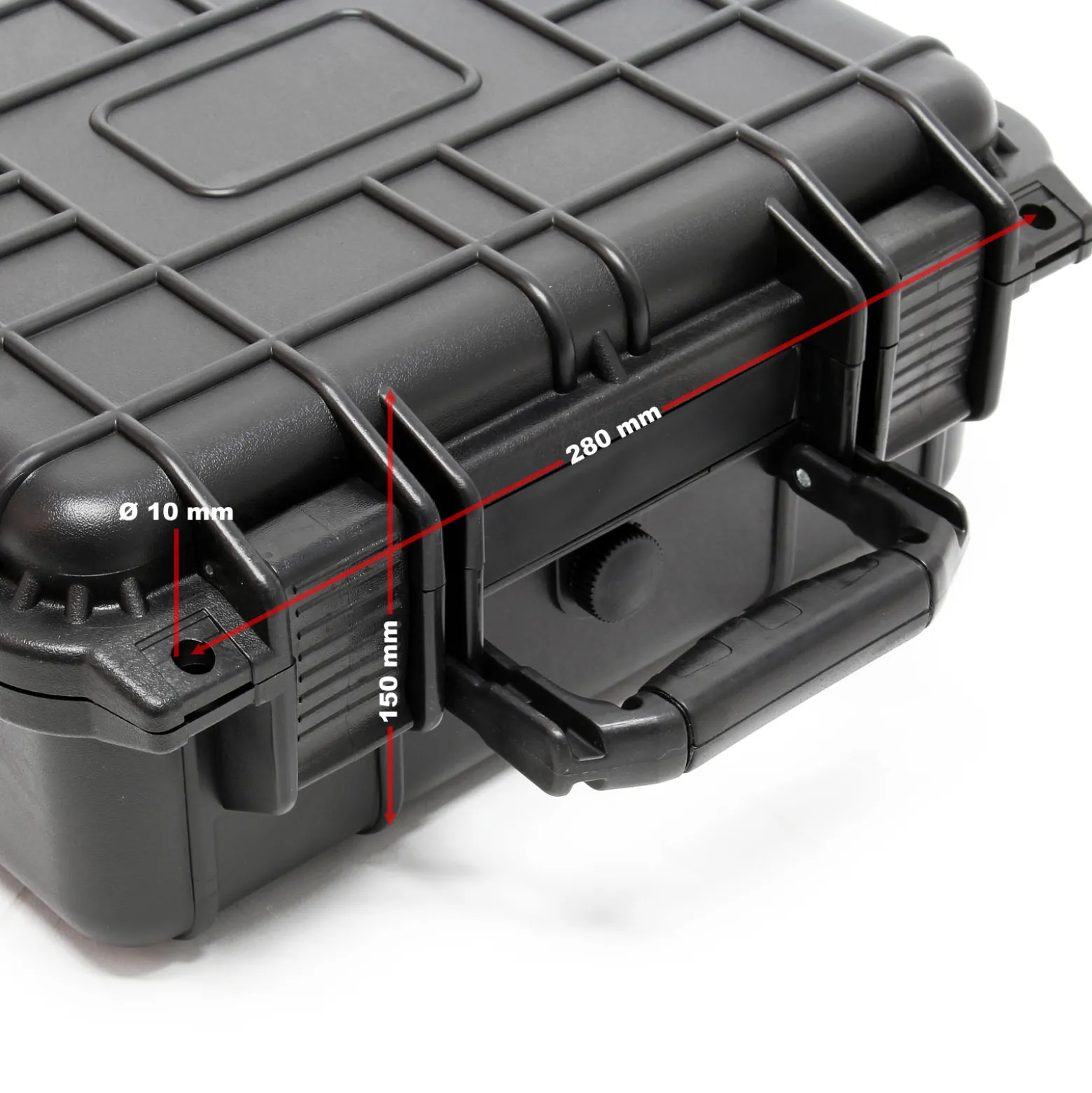 Wiltec Universalkoffer 35x29,5x15 cm schwarz, Schutzkoffer wasserdicht mit Druckausgleichsventil & anpassbaren Schaumstoffmatten