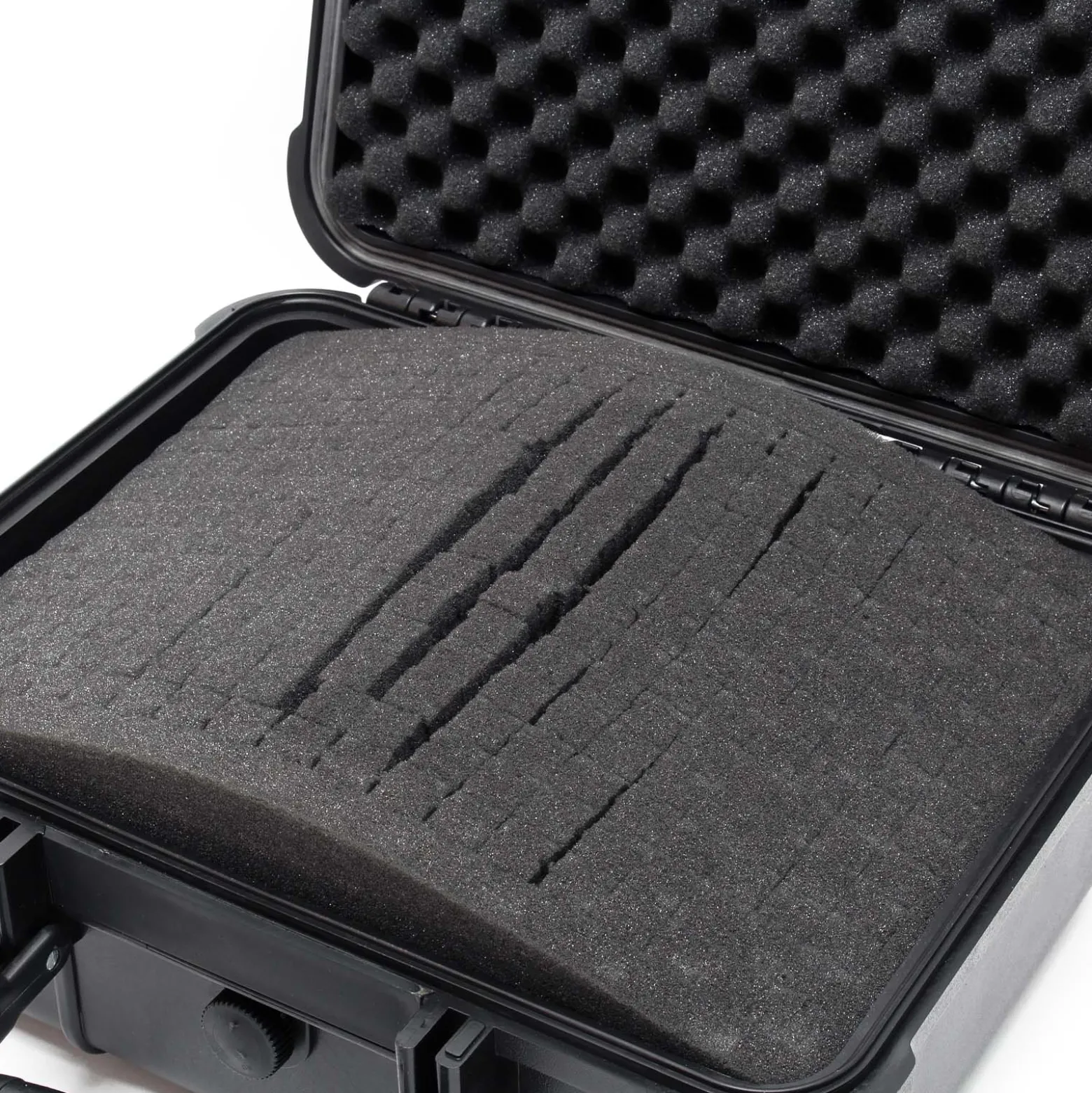 Wiltec Universalkoffer 35x29,5x15 cm schwarz, Schutzkoffer wasserdicht mit Druckausgleichsventil & anpassbaren Schaumstoffmatten